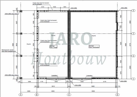  Plattegrond van de garage in Bergambacht 