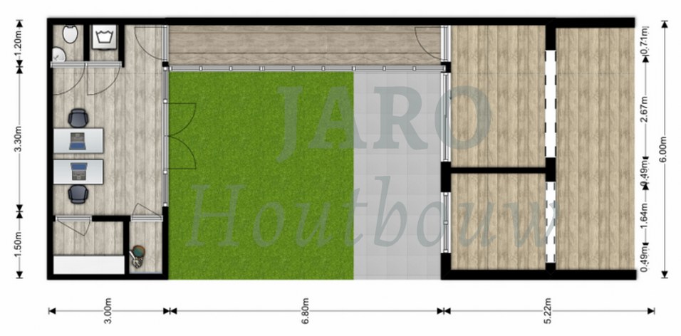  Plattegrond van het tuinkantoor in Amsterdam