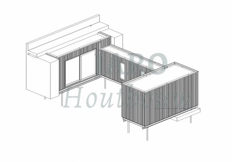 Tekening van het tuinkantoor in Amsterdam 