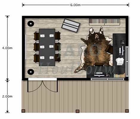  Plattegrond van het tuinkantoor in Heerhugowaard 