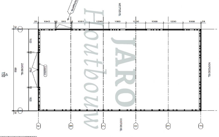  Plattegrond van de loods in Marum