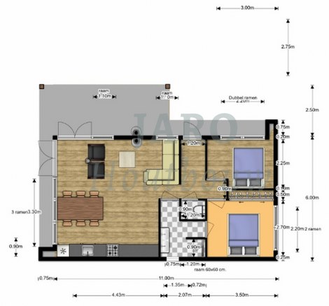 Plattegrond van de recreatiewoning in Emst