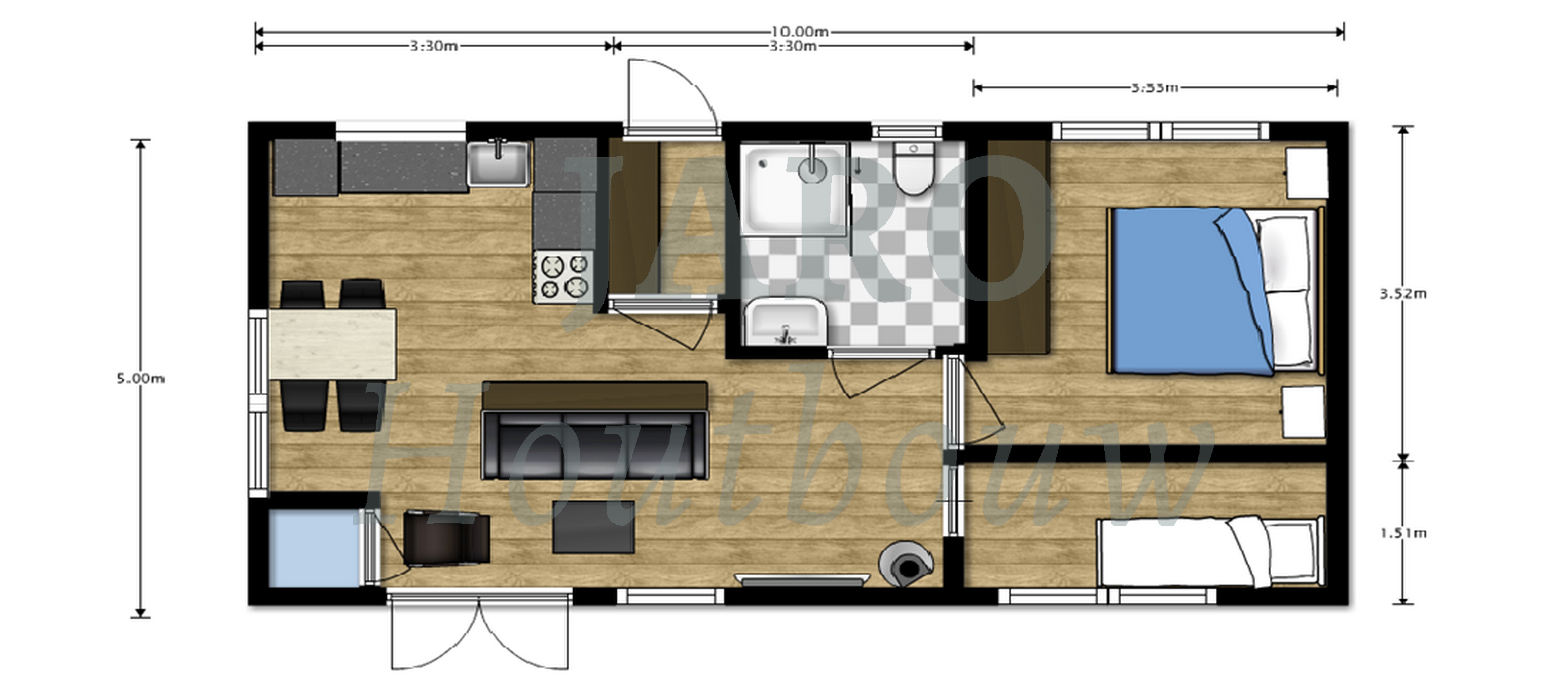  Plattegrond van de recreatiewoning in Peize