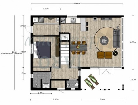  Plattegrond van de recreatiewoning in Schipborg 