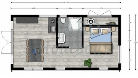  Tekening van de recreatiewoning in Zwolle 