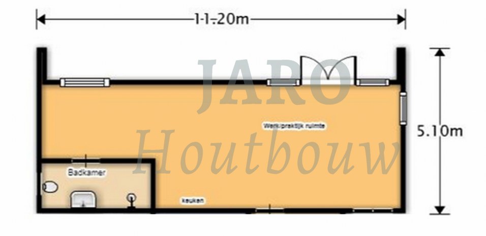  Plattegrond van het tuinkantoor in Doornspijk