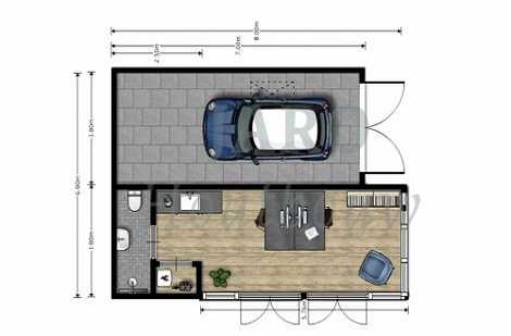  Plattegrond van het tuinkantoor in Driebergen 