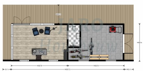  Plattegrond van het tuinkantoor in Prinsenbeek 