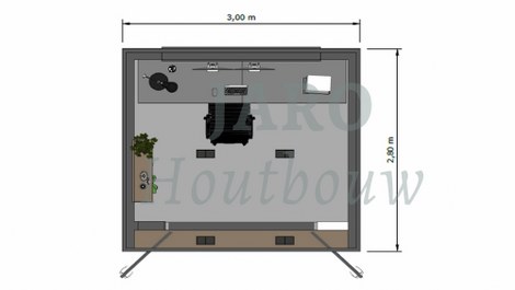  Plattegrond van verplaatsbaar tuinkantoor in Amsterdam 
