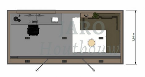  Plattegrond van het verplaatsbare tuinkantoor in Dordrecht 