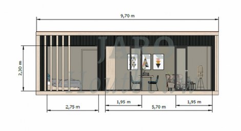  Tekening van de verplaatsbare mantelzorgwoning in Den Haag 