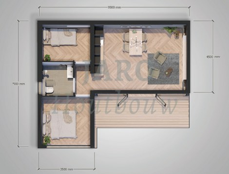  Plattegrond van de verplaatsbare mantelzorgwoning in Emst 