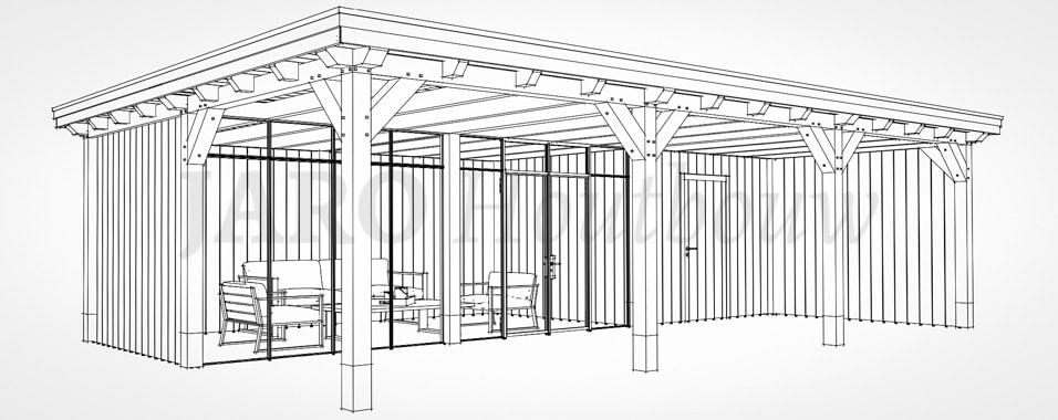 Eiken overkapping in de tuin | Jaro Houtbouw